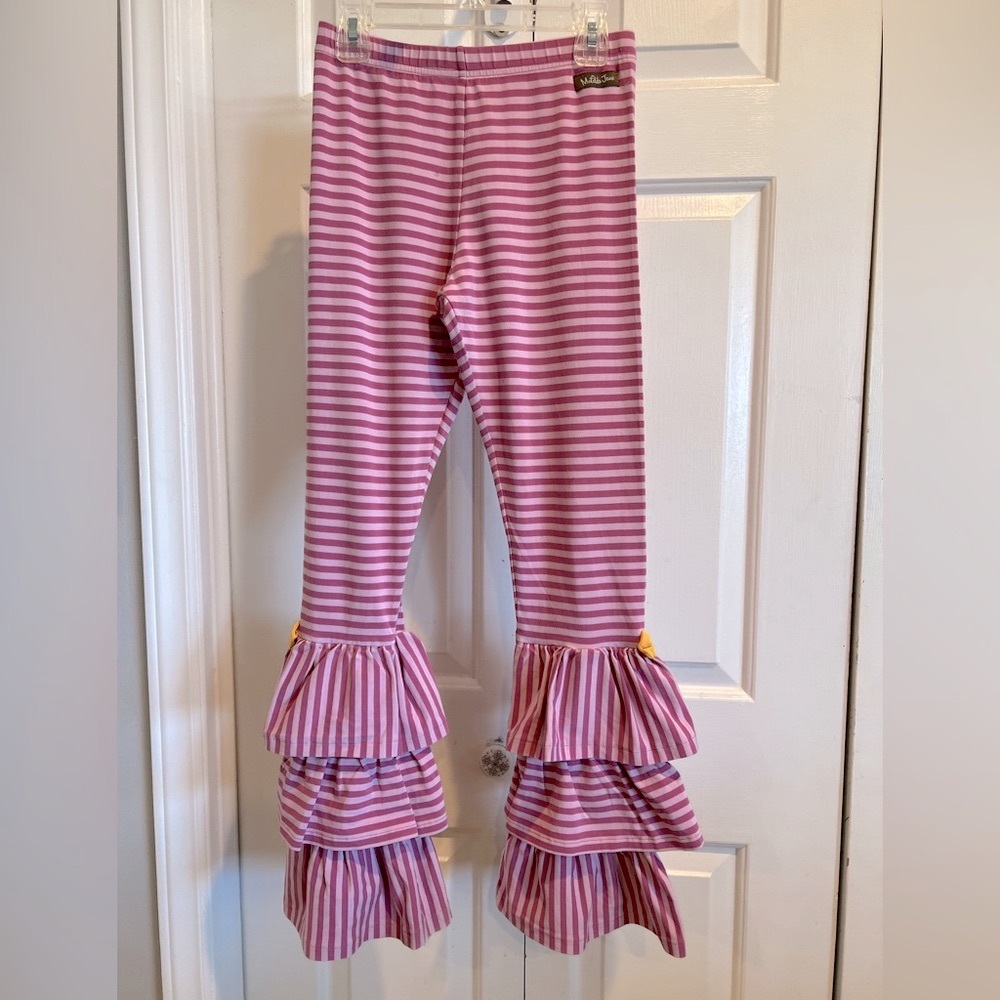 MATILDA JANE💝 Fuchsia Striped Ruffle Hem Leggings